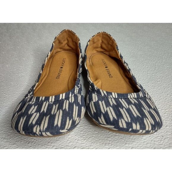 Lucky Brand Echo 3 Navy Blue and White Ballet Flats Size 7.5M - Picture 4 of 12